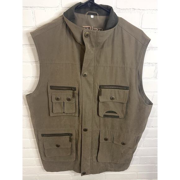 Mian Men’s Large Fishing Vest Beige, Fishing, Hiking, Safari. Zip&Snap Closure - Picture 5 of 9